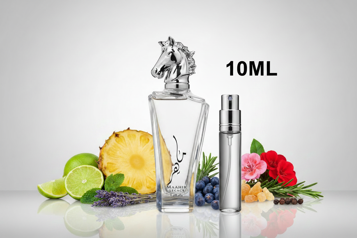 Lattafa Maahir Legacy – 10 ml dekant szürke folyadékkal