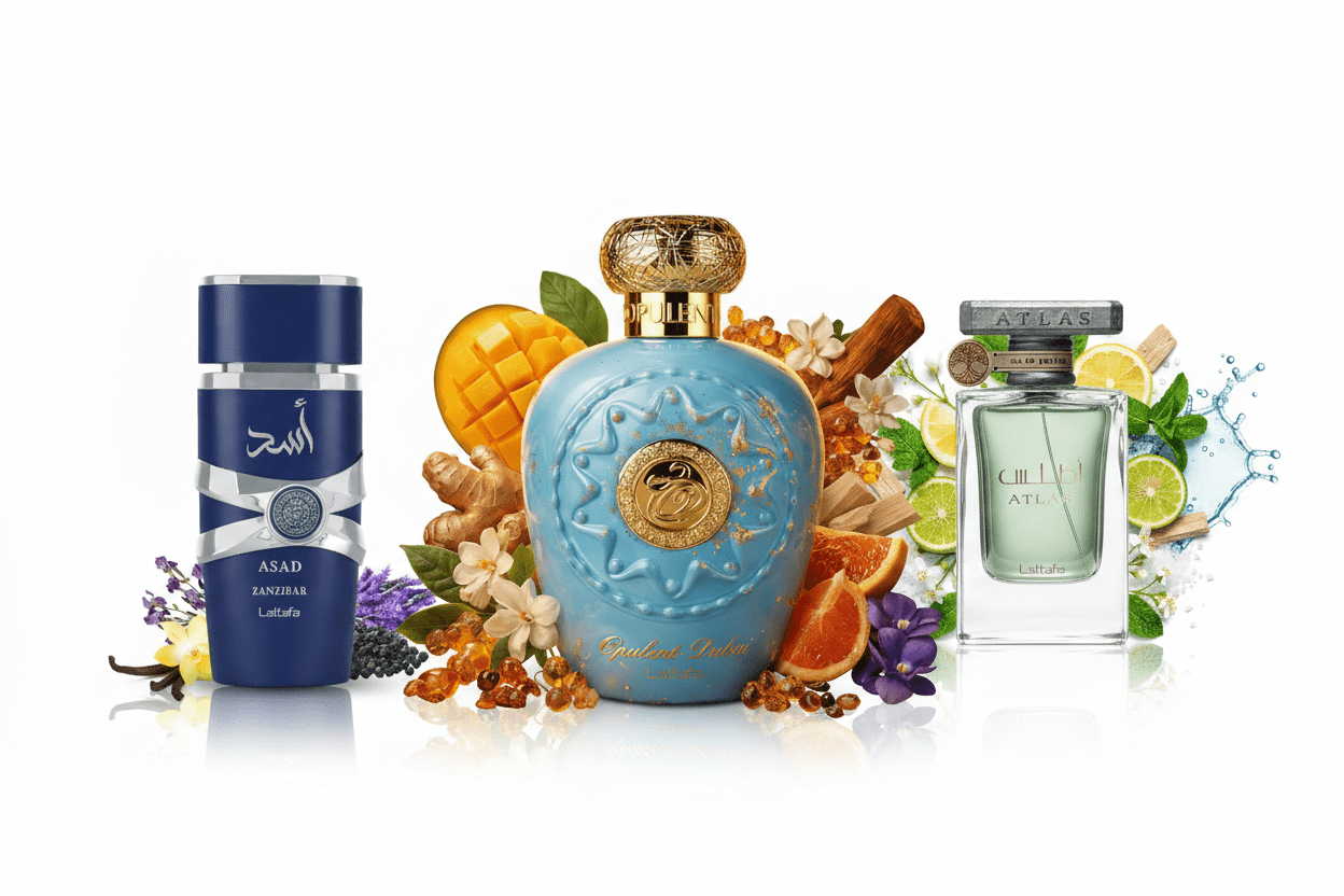 Lattafa Nyári Férfi Kollekció – 3×100 ml (Asad Zanzibar + Opulent Dubai + Atlas) - Oudpont.hu